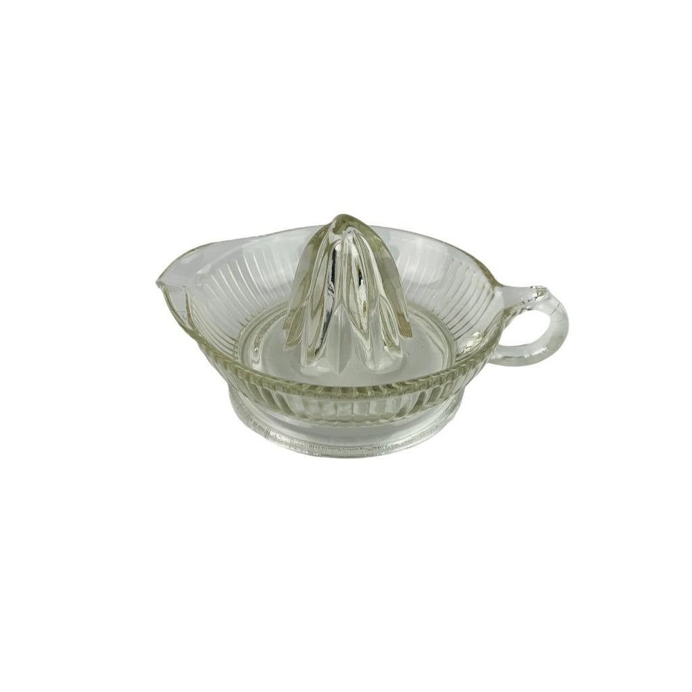 Clear Glass Citrus Reamer Handled Depression Glass 6.5" Orange Juicer Lemonade‎